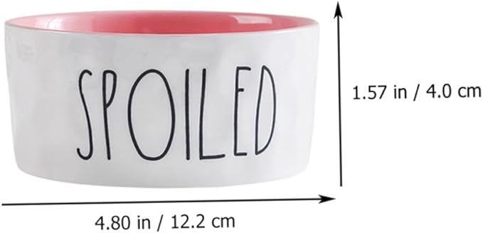 LIOOBO Ceramic Pet Bowl with High Base Small Pink Color Neck Protection Feeder for Cats and Small Pets for Feeding and Watering