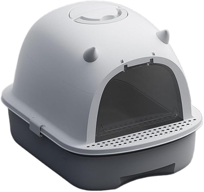 Pet Supplies, Enclosed Cat Litter Box with Drawer, Easy Clean(Gray)