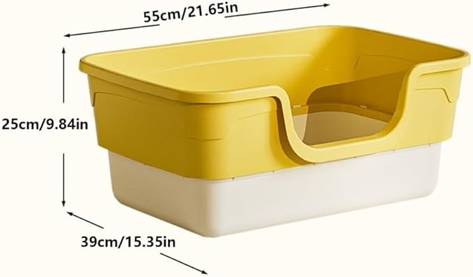 Pet Supplies, Open Top Cat Litter Box with Removable Design, Thickened Anti Splash & Easy Clean(Yellow)