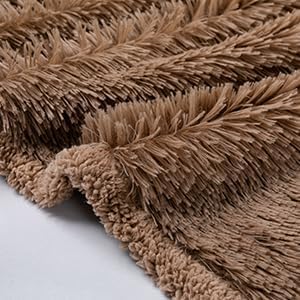 Brown Long Faux Fur Calming Dog Blankets for Bed Covers Fluffy Sherpa Fleece Blanket Couch Cover Protection for Big Dogs and Pets(Brown,XL-85x57in)