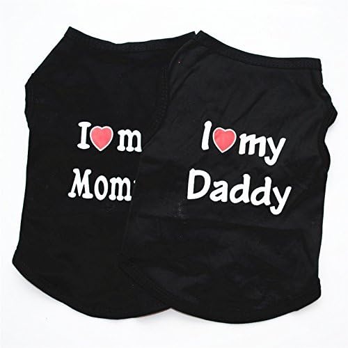 Pet Dog T-Shirt I Love My Daddy Mommy Vest Gift Costume Clothes for Small Puppy Cat Kitten Yorkshire Chihuahua Poodle Teacup Terrier Rabbit Baby Dogs (XL, Black-D)