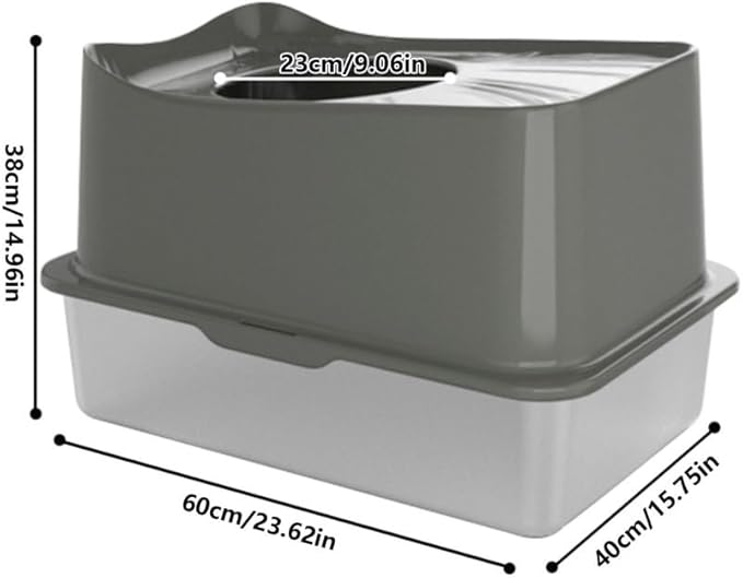 Pet Supplies, Stainless Steel Top Entry Cat Litter Box with Lid & Scoop(Pink)