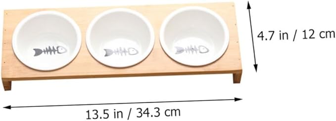 1set Elevated Ceramic Cat Bowl with Stand Convenient Multi-Function Feeding and Watering for Cats and Kittens Easy to Wear-Resistant Design