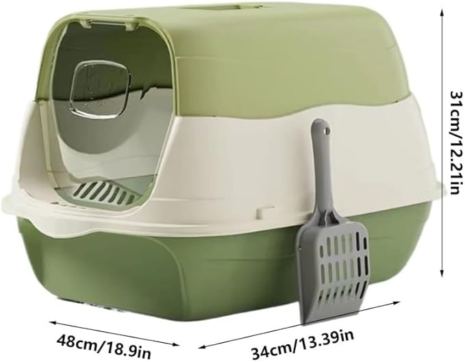 Pet Supplies, Nclosed Cat Litter Box with Lid & Scoop,Control Hooded Tray(Purple)
