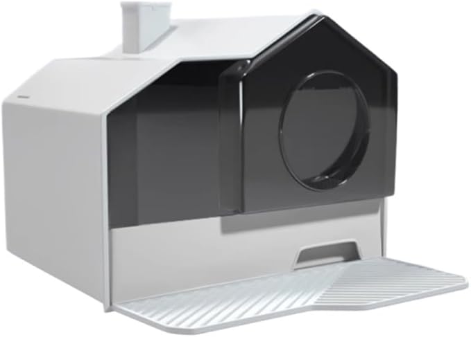 Pet Supplies, Large Enclosed Cat Litter Box w/Scoop & Mat,Easy Clean for Multiple Cats(Gray)