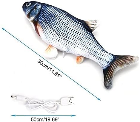 Cat Toys Catnip Automatic Flip Fish Dolls, Cat Toys, Applicable to All Kinds of Cats, USB Electric Mobile pet Toys, Electric Puppet Fish, Suitable for Cats