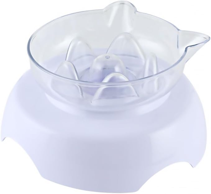 Elevated 15° Tilted Plastic Cat Food Bowl with Neck Protection High Base Pet Feeder for Cats Feeding and Watering