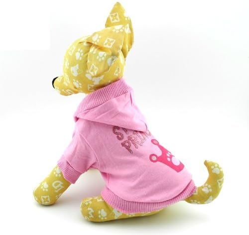 SMALLLEE_LUCKY_STORE Pink Hoodie Hooded Christmas T Tee Shirt Small Dog Christmas Clothes Costume - Spoiled Princess L