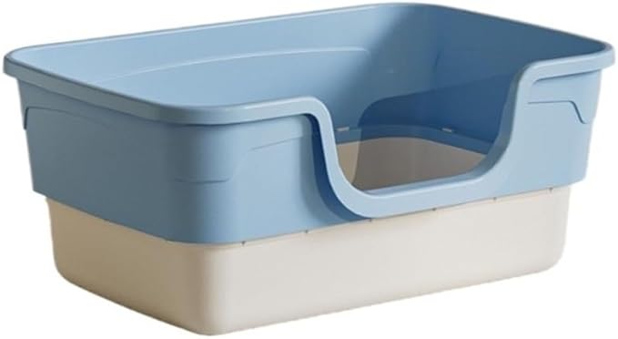 Pet Supplies, Open Top Cat Litter Box with Removable Design, Thickened Anti Splash & Easy Clean(Blue)