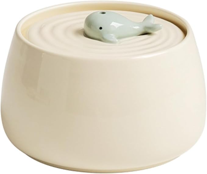GeRRiT Cat Water Fountain 1.3L Ceramic Cat Water Dispenser Super Quiet Automatic Circulation Drinking Fountain Water Bowl for Puppy and Kittens