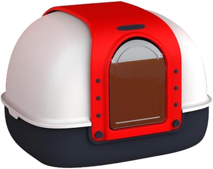 Pet Supplies, Large Covered Cat Litter Box, Anti-Splash Enclosed & Easy Clean, w/Scoop & Mat(Red)