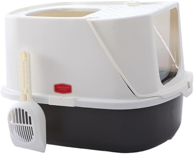Pet Supplies, Cat Litter Box with Scoop,Enclosed Design for Large Cats, Easy Clean(Dark Grey)