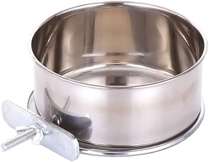Stainless Steel Hanging Pet Bowls, Dog Crate Food and Water Bowl Metal Coop Cups with Clamp Holder, Detached Dog Cat Cage Kennel Bowl Feeder Dish for Dogs Cats Birds Ferret Rabbit and Small Animals