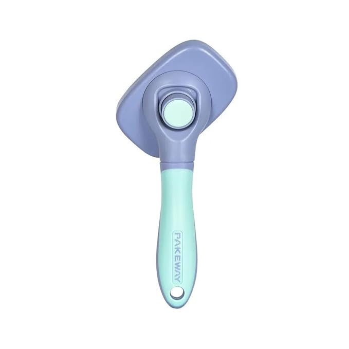 One for Pets 360-degree Rotating Head Self-Cleaning Dog&Cat Slicker Brush, Cat Brush with Release Button, Indoor Cats Shedding, for Cat and Dog Grooming (Purple & Blue)