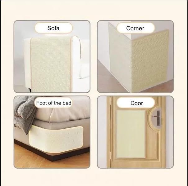 Cat Scratcher Mat Kitty Scratching Pad Sofa Protector Natural Sisal Cat Scratch Toy Couch Bed Floor Sofa Armrest Guard Easy Installation Scratching Post for Grinding Claws Protecting Furniture