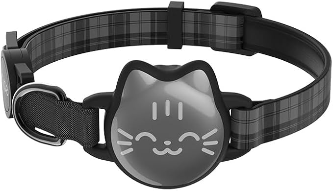 Waterproof Airtag 2nd & 1st Cat Collar, Breakaway Cat Airtag Collar with Luminous & Reflective Fish Pattern, Lightweight Kitten Collars for Apple Air tag, Hidden GPS Tracker Holder for Cats, Kittens