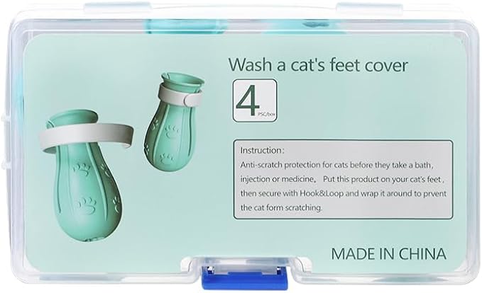 ITODA 4PCS Silicone Cat Shoes Anti Scratch Cat Paw Protector Shoes Adjustable Pet Boots for Bathing Grooming Treatment