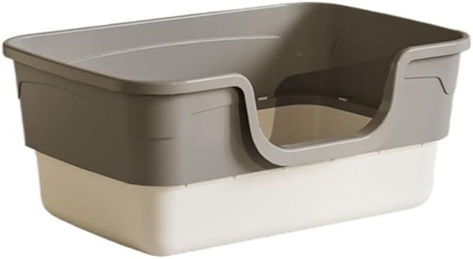 Pet Supplies, Open Top Cat Litter Box with Removable Design, Thickened Anti Splash & Easy Clean(Gray)