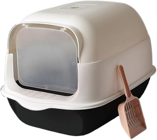 Pet Supplies, Large Enclosed Cat Litter Box with Lid & Scoop,Blackout Privacy Design(Black)