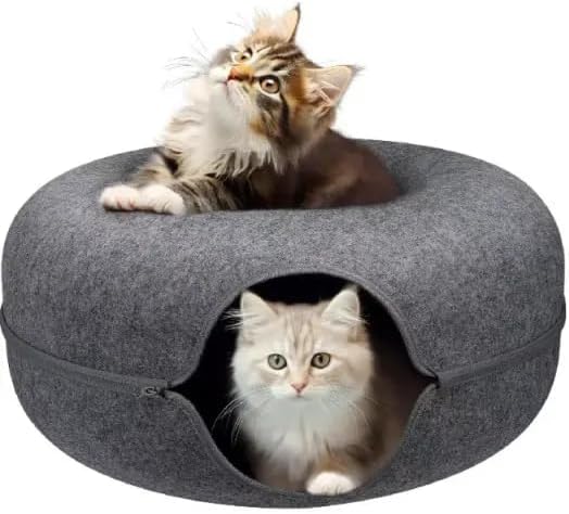 Cat Cave Donut for Large Cats and Small Dogs Up to 30 lbs | Pet Cat House Tunnel Bed | Washable & Scratch-Resistant Pet Bed | Versatile Donut Cat Cave | Covered Cat Beds for Indoor Cats Large | Hegale
