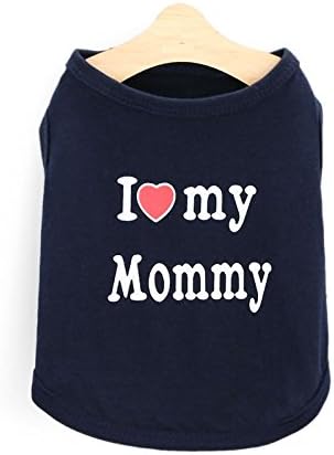 Pet Dog T-Shirt I Love My Daddy Mommy Vest Gift Costume Clothes for Small Puppy Cat Kitten Yorkshire Chihuahua Poodle Teacup Terrier Rabbit Baby Dogs (S, Black-M)