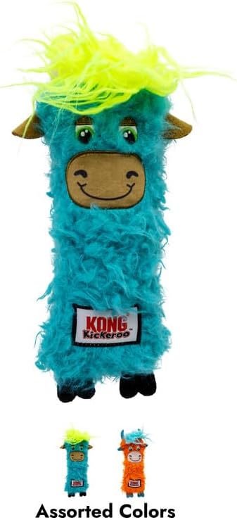 KONG Kickeroo Highland Cow Cat Toy – Plush Catnip Toy with Crinkle Sound & Fluffy Tail – Assorted Colors (2 Pack)