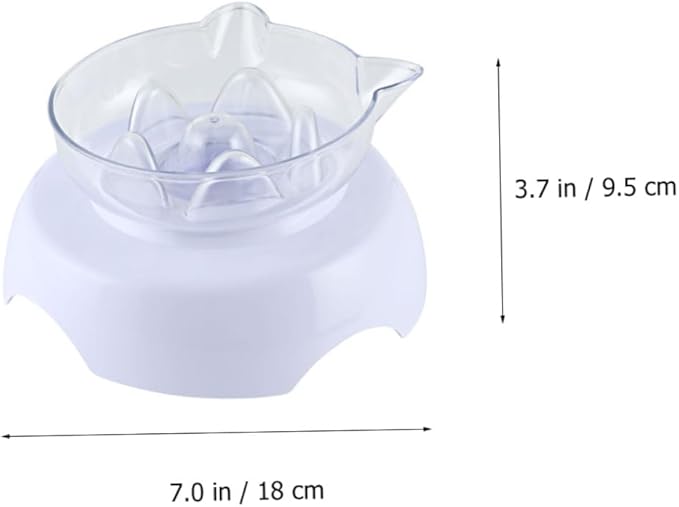 Tilted Cat Food Bowl 15° Raised Plastic Feeder with Neck Protection White Elevated Pet Feeding and Watering Dish for Cats