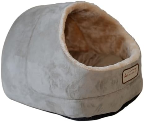 HomeStock Faux Fur Cat Cave Bed - Cozy Pet Hideaway with Waterproof Base & Removable Padding