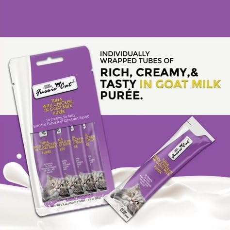 Felicia's Fabulous Finds Puree in Goat Milk 3 Flavor Treat Bundle: Tuna with Salmon, Small Anchovy or Chicken (3 Four-Tube Packs, 12 Tubes Total, 0.5 Oz per Tube) Plus Shaynanigans Silicone Lid
