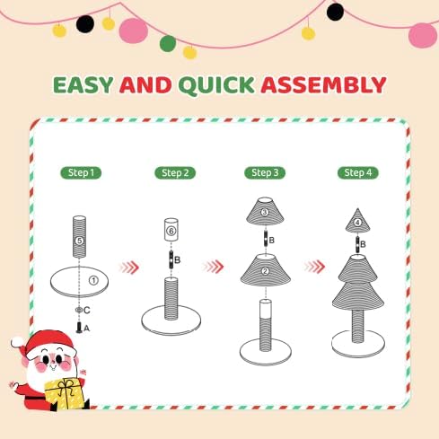 VINGLI 31.5in Christmas Tree Cat Scratcher, Green Cat Scratching Post for Indoor Cats, Large Sisal Cat Scratching Tree Tower with Soft Fleece Base, Stable Cat Tree for Kittens & Adult Cats
