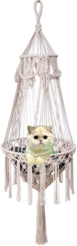 Handmade Cat Hammock Cat Dog Swing Hanging Bed Tassel Design Cat Nest Indoor Elegant Tapestry Decoration Pet Cat House Personality Home (Hammock H)