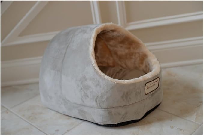 HomeStock Faux Fur Cat Cave Bed - Cozy Pet Hideaway with Waterproof Base & Removable Padding