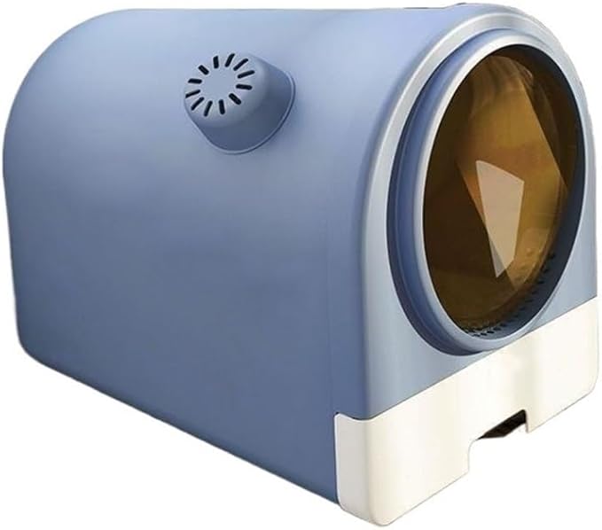Pet Supplies, Enclosed Cat Litter Box with Lid & Scoop, Splash-Proof Large Pan, Easy Clean(Blue)