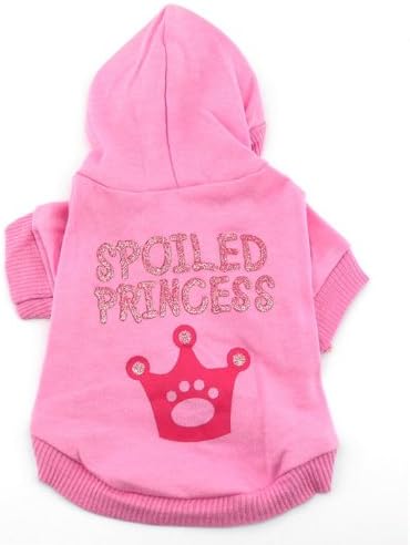 SMALLLEE_LUCKY_STORE Pink Hoodie Hooded Christmas T Tee Shirt Small Dog Christmas Clothes Costume - Spoiled Princess M