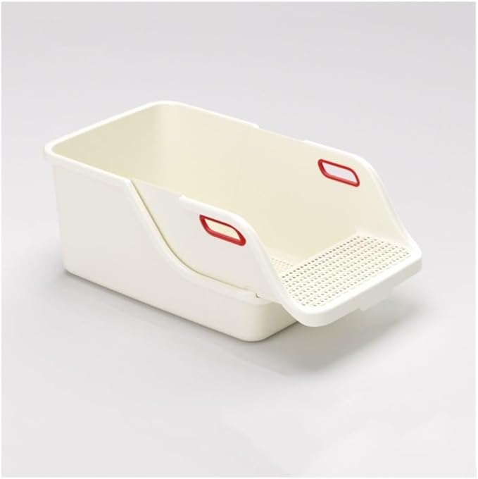 Pet Supplies, Large Open Cat Litter Box with High Sides - Anti-Splash, Easy Clean for All Cats(White)
