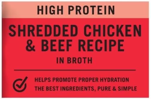 Pure Balance Classic Starters Gourmet Cat Treats, Shredded Chicken & Beef in Broth, High Protein, Soft Treats ~ 5 Pouches of 1.4 Oz Inside, Wet Cat Treat Adult Cats ~ (2 Box).