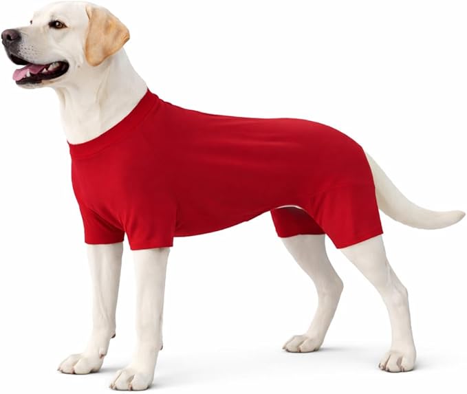 Lovelonglong Dog Full Bodysuit – Stretchy Yoga Fabric 4-Leg Dog Pajamas, Breathable & Lightweight Dog Onesie for Indoor & Outdoor, Shedding Control & Travel Wear