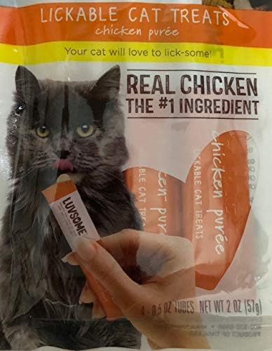 Lickable Cat Treats Chicken Puree` (1) Pack with 4 Individual Tubes 0.5ounce
