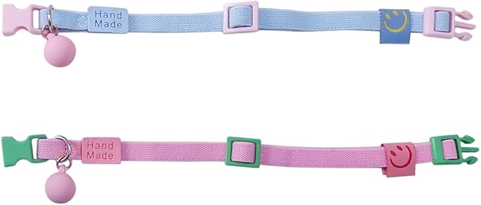 Lamphyface 2 Pack Eastic Cat Collar with Solid-Color Ball Pendant Adjustable Accessory for Cats Puppy Kitten Kitty