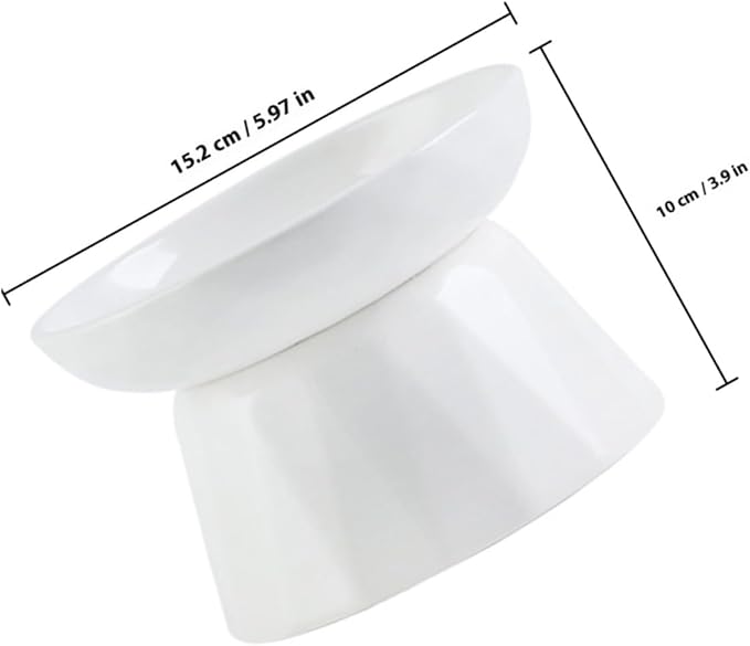 Homoyoyo Raised Ceramic Cat Food Bowl Neck Protection, Elevated Slow Feeder Dish for Kitten Feeding and Watering, Ergonomic Pet Bowl for Cats and Small Dogs
