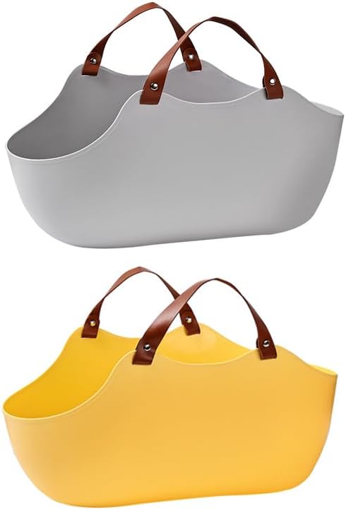 Open Cat Litter Box, Large Nonstick Litter Pan Durable Standard Litter Box,Silicone cat Toilet,Small & Large Cats Easy to Clean (Yellow+Gray)