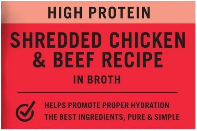 Pure~Balance Classic Starters Gourmet Cat Treats, Shredded Chicken & Beef in Broth, High Protein, Soft Treats ~ 5 Pouches of 1.4 Oz Inside, Wet Cat...