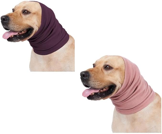 Dog Head Cover Keep Calm Ear Wrap Neck Muff Wrap Hematoma Dog Ear Cover Pail Lilac+Pink M