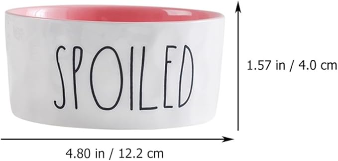 Mikikit Ceramic Pet Bowl with High Base Small Pink Color Non-Slip Cat Feeder Bowl for Indoor Feeding and Watering Supplies