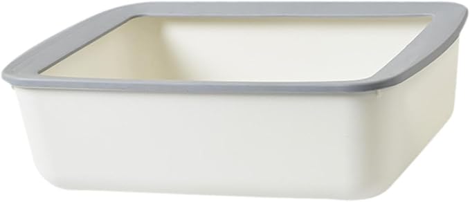 Open Top Pet Litter Tray Easy Clean Cat Toilet Sand Box Indoor Cats Litter Basin- White