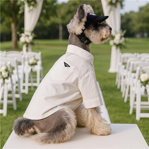 Luxury Pet Dress Shirt for Dogs & Cats – White Designer Button-Up Outfit, Formal Pet Clothes for Wedding, Party, Photoshoot, Puppy & Kitten Fashion Apparel (XX-Large 18.8–24.3 lbs)