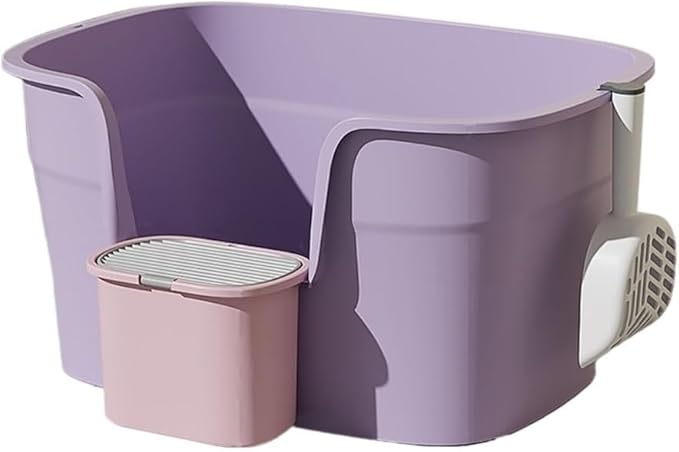 Pet Supplies, High Wall Cat Litter Box XL,Anti-Splash for Multi Cats(Purple)