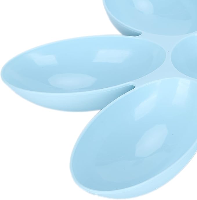 Cat Food Bowl, Plastic Flower Petals Shaped Cat Water Bowls for Feeder, 16.3in Diameter for Cats and Kittens (Blue)