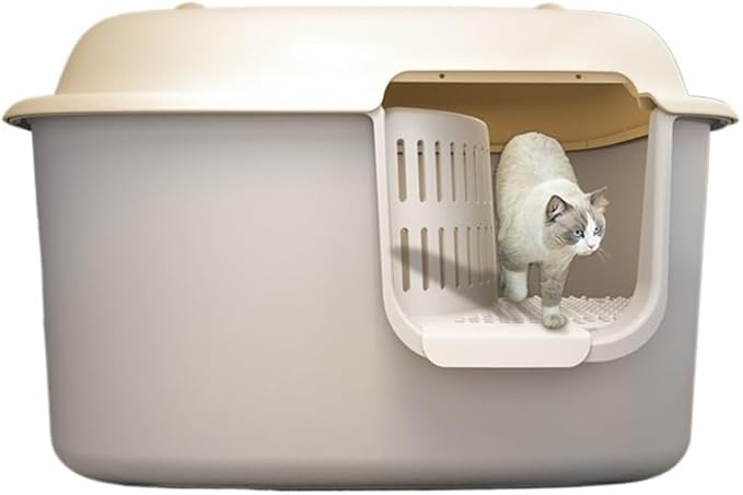 Pet Supplies, Covered Cat Litter Box,Leakproof High Walls & Control(Gray)