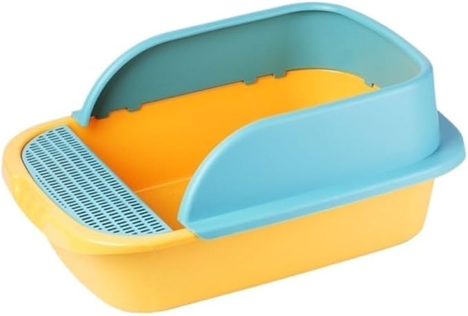 Pet Supplies, Splashproof Semi-Closed Cat Litter Box, Rectangle Pan for Cats(Green,Medium)
